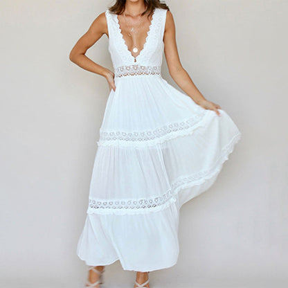 🌿What should I wear tomorrow?🌿V-Neck Lace Back Maxi Dress