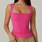 What should I wear tomorrow?-Women's Square Neck Sleeveless Double-Layer Tank Top
