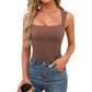 What should I wear tomorrow?-Women's Square Neck Sleeveless Double-Layer Tank Top