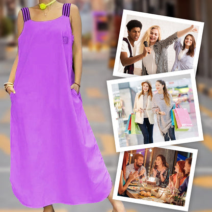 🌸🔥Mother's Day Hot Sale 60%-Wide Strap Maxi Dress with Pockets