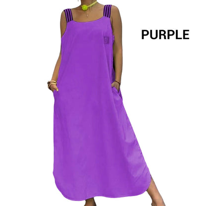 🌸🔥Mother's Day Hot Sale 60%-Wide Strap Maxi Dress with Pockets