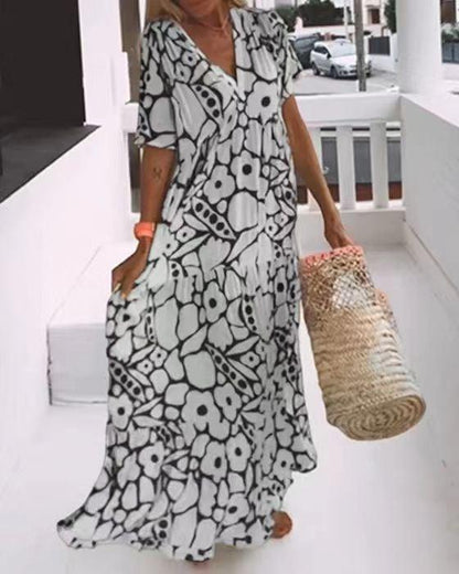 💖What should I wear tomorrow?🎁Summer new short sleeved printed dress