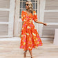 Women's V-neck Printed Casual Dress