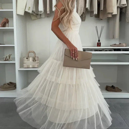 👗What should I wear tomorrow?✨New Style Women’s Elegant Spaghetti Strap Tiered Tulle Maxi Dress🌷
