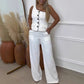 Women's One Shoulder Vest & Wide Leg Pants Set