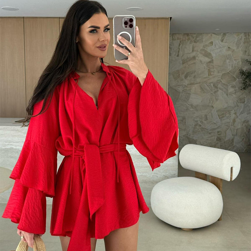 Women's Solid Color Loose Mini Dress