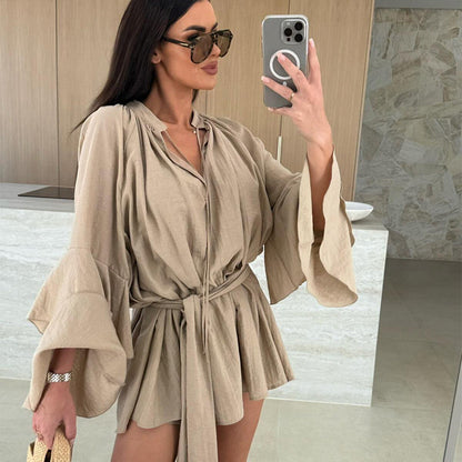 Women's Solid Color Loose Mini Dress