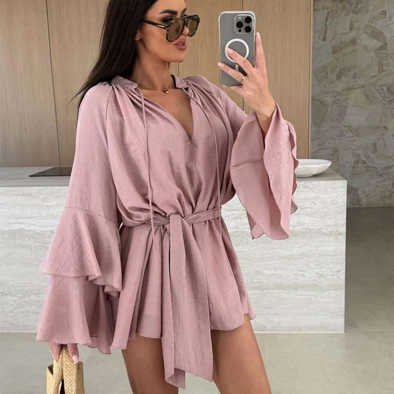 Women's Solid Color Loose Mini Dress