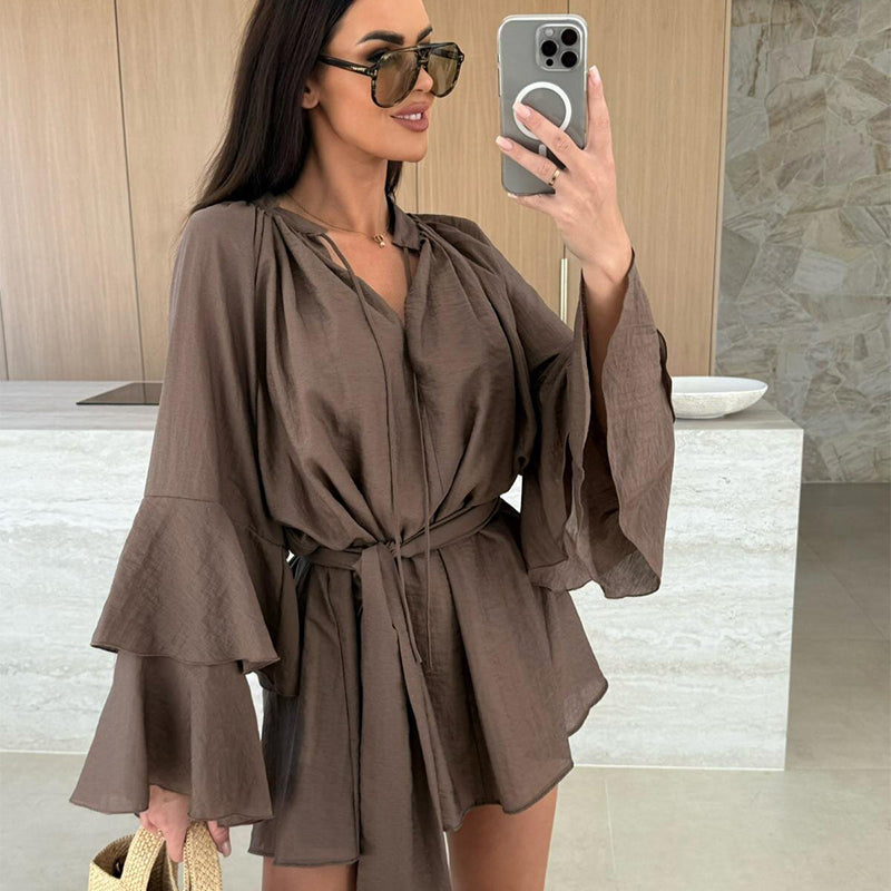 Women's Solid Color Loose Mini Dress