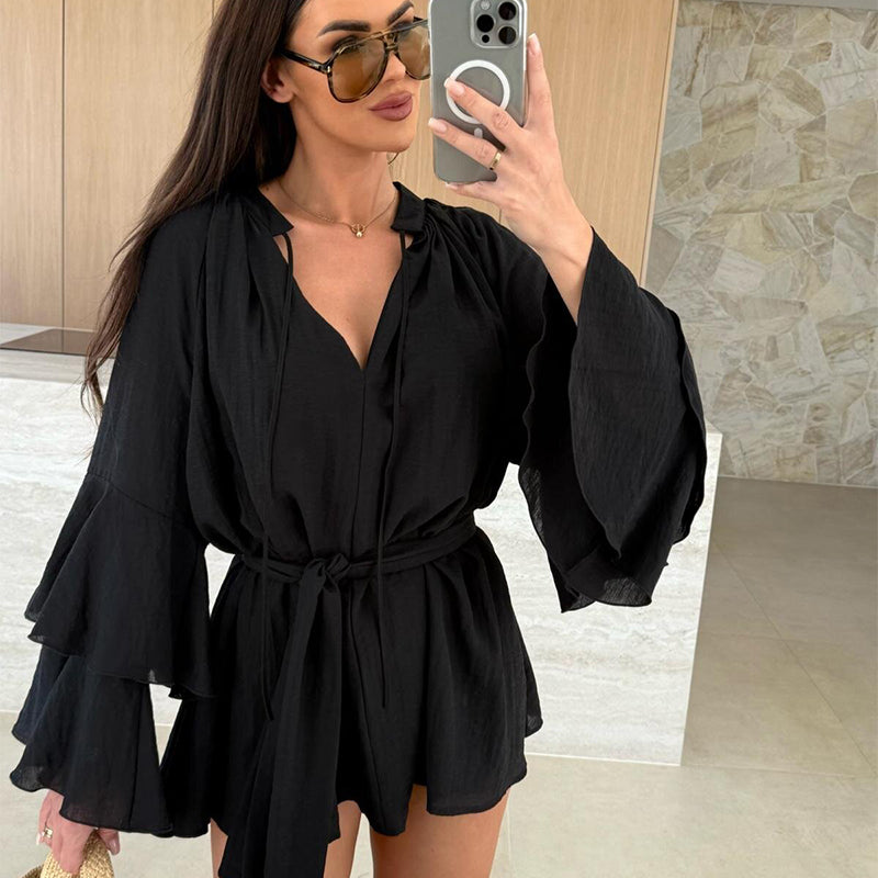 Women's Solid Color Loose Mini Dress