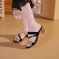 💕Women's Rhinestone-Embellished Block Heel Sandals🎁
