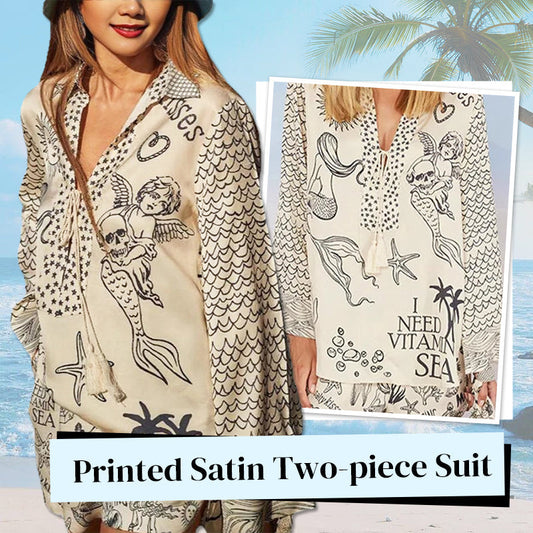 Live By Water Unique Print Tassle Shirt and Elastic Waist Shorts Set