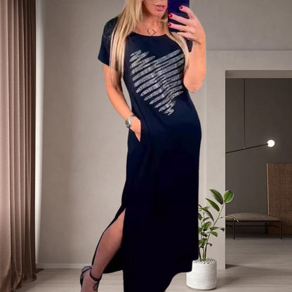 ✨Hot Sale 50% Off🌸Long T-Shirt Dress with Side Slits