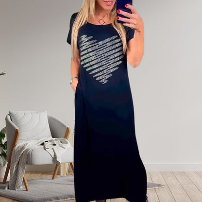 ✨Hot Sale 50% Off🌸Long T-Shirt Dress with Side Slits