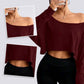 👚🌟️Limited Time 50% OFF🌀 Women's long sleeved oversized off shoulder and crop top