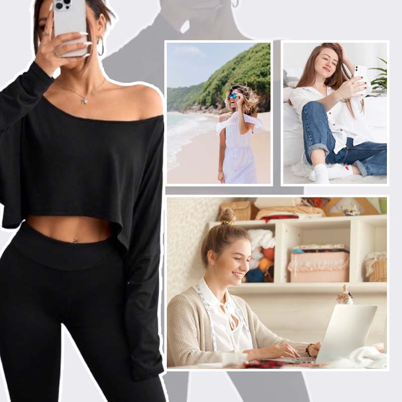 👚🌟️Limited Time 50% OFF🌀 Women's long sleeved oversized off shoulder and crop top