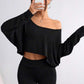 👚🌟️Limited Time 50% OFF🌀 Women's long sleeved oversized off shoulder and crop top