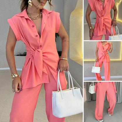 🌈2025 Summer New-❤️Elegant Waisted Top & Casual Pants Set