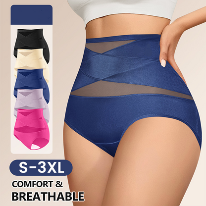 🌸Last Day-As low as £6 each✨Plus-Size High-Waist Cross Tummy Control Panties