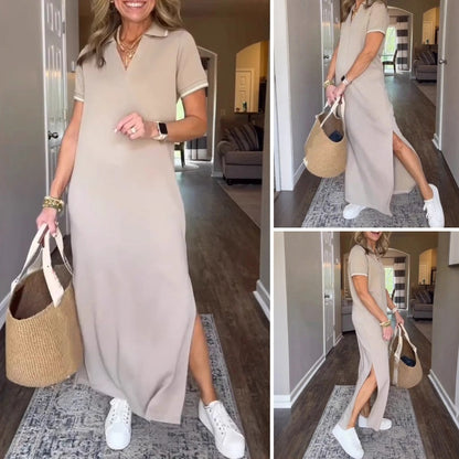 Women's T-Shirt Maxi Dress with Side Split