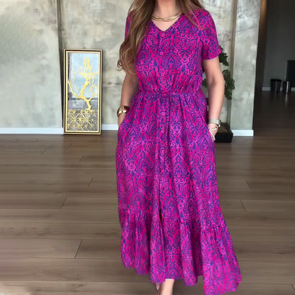 🌸Women’s  Plus-Size V-Neck Floral Dress