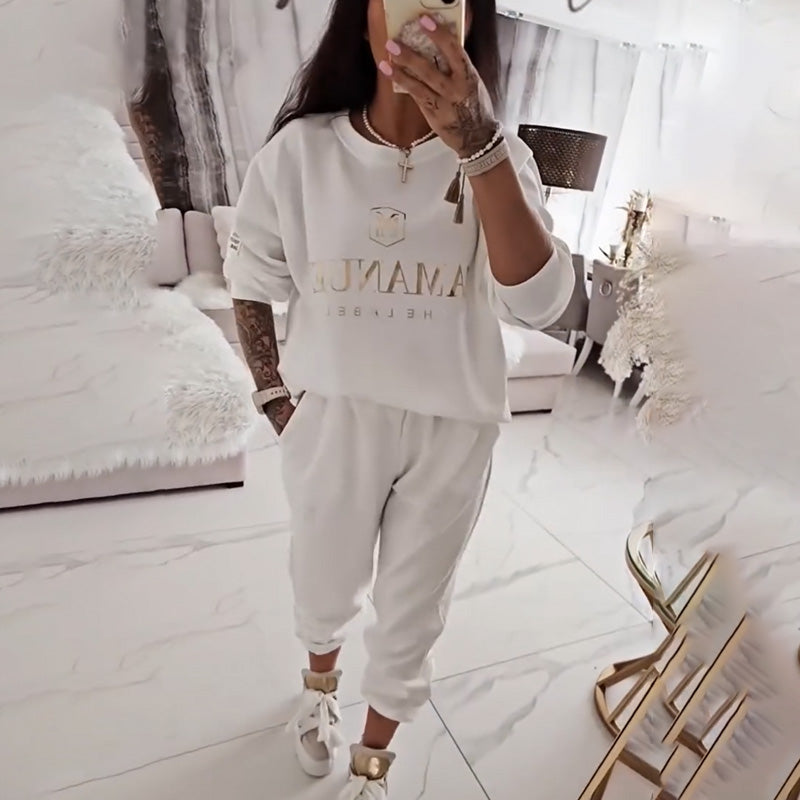 ✨Women's Long Sleeve Top & Pants Set – Soft Elastic Fabric, WFH-Ready & Comfy for Daily Errands