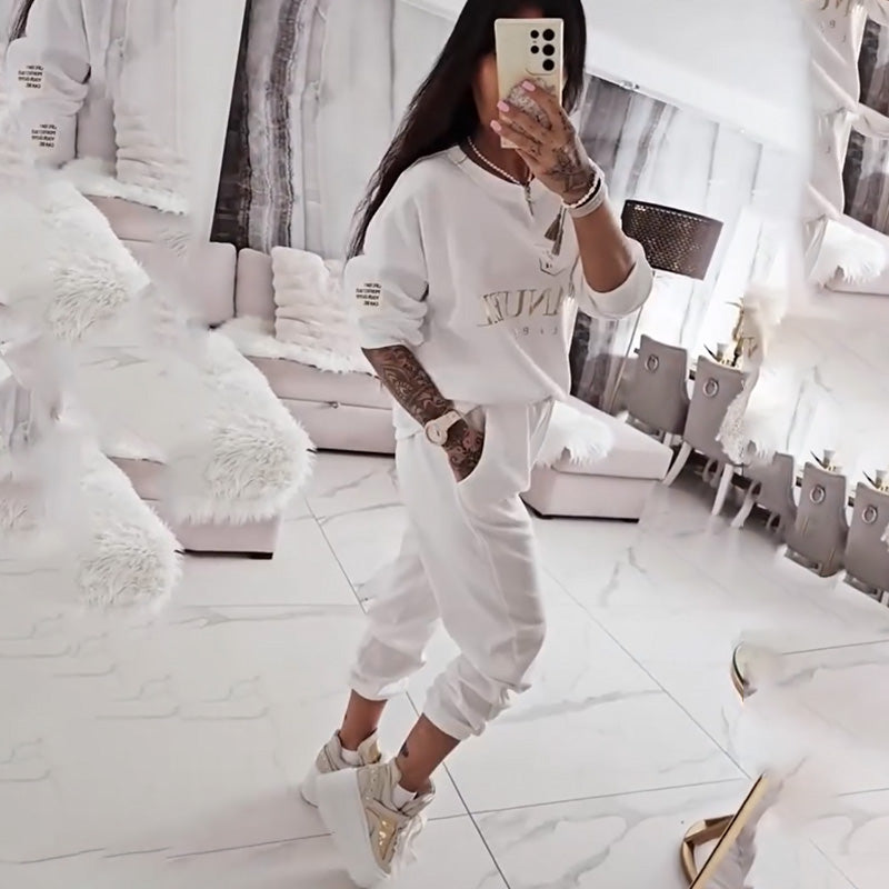 ✨Women's Long Sleeve Top & Pants Set – Soft Elastic Fabric, WFH-Ready & Comfy for Daily Errands