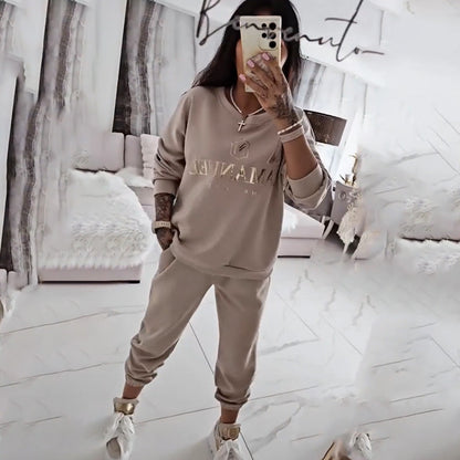 ✨Women's Long Sleeve Top & Pants Set – Soft Elastic Fabric, WFH-Ready & Comfy for Daily Errands