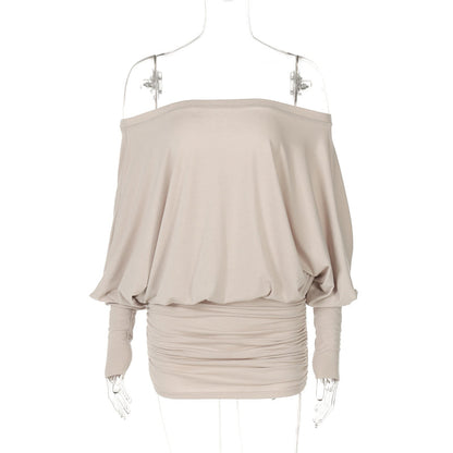 Chic Off Shoulder Pleated Dress