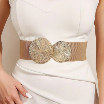 Women's Vintage Gold Buckle High Elastic Belt🎁