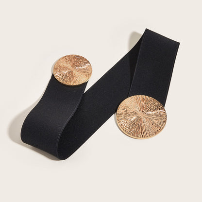 Women's Vintage Gold Buckle High Elastic Belt🎁