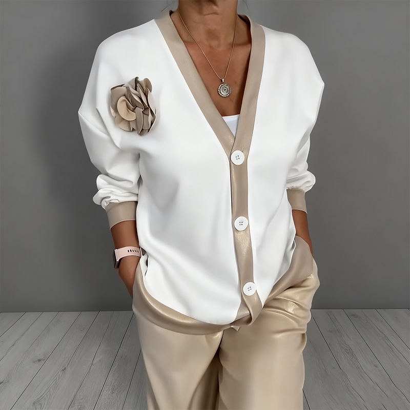 🔥Limited-time offer-Women’s Casual V-Neck Top & High Waist Pants 2-Piece Set