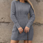 Women's Solid Color Round Neck Chunky Knit Bodycon Sweater Dress