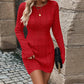 Women's Solid Color Round Neck Chunky Knit Bodycon Sweater Dress