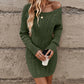 Women's Solid Color Round Neck Chunky Knit Bodycon Sweater Dress