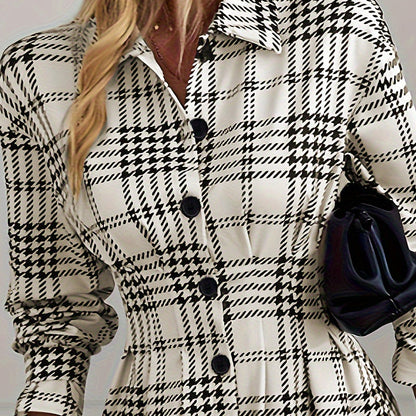 Women’s Graceful Plaid A-Line Shirt Dress
