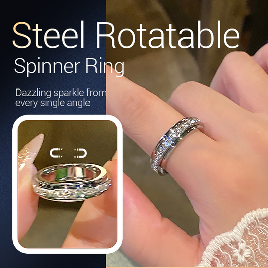 💖Titanium Steel Rotatable Spinner Ring with Zirconia