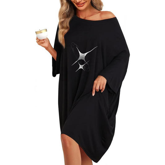 Women's Plus Size 3/4 Sleeves Printed Midi Nightgown