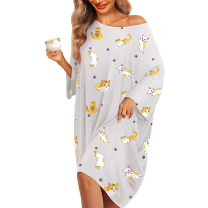 Women's Plus Size 3/4 Sleeves Printed Midi Nightgown