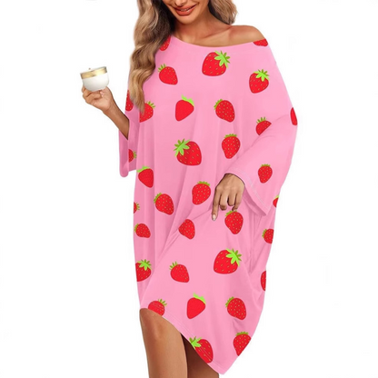 Women's Plus Size 3/4 Sleeves Printed Midi Nightgown