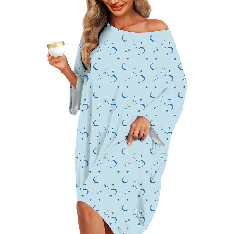 Women's Plus Size 3/4 Sleeves Printed Midi Nightgown