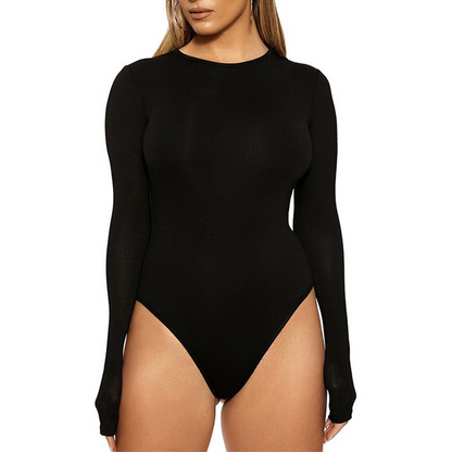 Women's Stretch Long Sleeve Crew Neck Bodysuit