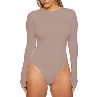 Women's Stretch Long Sleeve Crew Neck Bodysuit