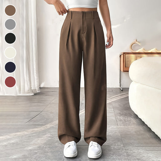 Women’s Solid High Waist Wide-Leg Pants