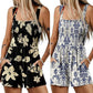Floral Print Sleeveless Shorts Jumpsuit with Pockets