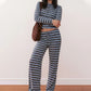 Women's Striped Knit Top & Pants 2-Piece Set
