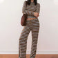 Women's Striped Knit Top & Pants 2-Piece Set