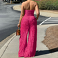 Strapless Crinkle Wide-Leg Jumpsuit