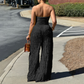 Strapless Crinkle Wide-Leg Jumpsuit