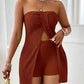 Flattering Split Hem Strapless Matching Set – Ready for Daily & Vacation! ✨